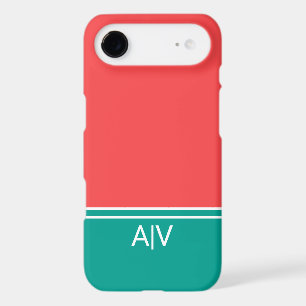 Modern Summer Coral Aquamarine Monogram iPhone 17 Air Case