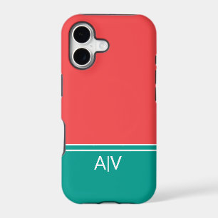 Modern Summer Coral Aquamarine Monogram iPhone 17 Case