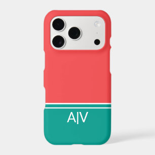 Modern Summer Coral Aquamarine Monogram iPhone 17 Pro Case