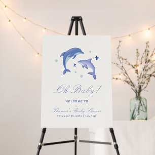 Modern Summer Dolphin Baby Shower Welcome Sign