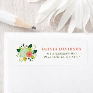 Modern Summer Floral Bouquet Return Address Label