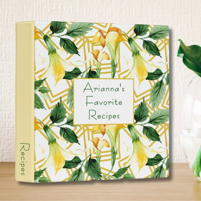 Modern Summer Floral Personalized Recipes Cookbook 3 Ring Binder (Creator Uploaded)