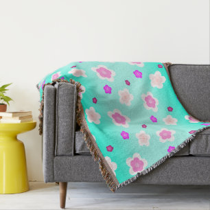 Modern summer gradient daisy flower pattern throw blanket