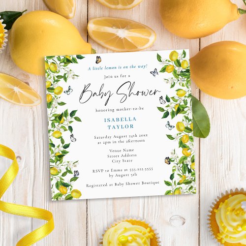 Modern Summer Lemon Baby Shower Invitation