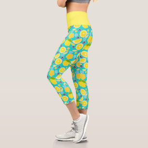 Modern Summer Lemon Capri Leggings