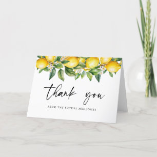 Modern Summer Lemon Citrus Bridal Shower Thank You Card