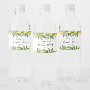 Modern Summer Lemon Citrus Bridal Shower Water Bottle Label