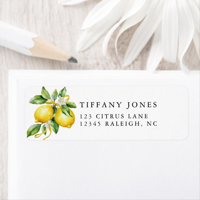 Modern Summer Lemon CitrusReturn Address Label (Insitu)
