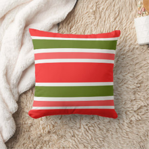 Modern Summer Melon Red Green Stripes Pattern Throw Pillow