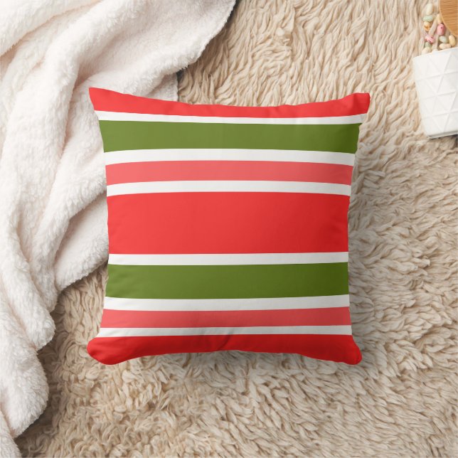 Modern Summer Melon Red Green Stripes Pattern Throw Pillow (Blanket)