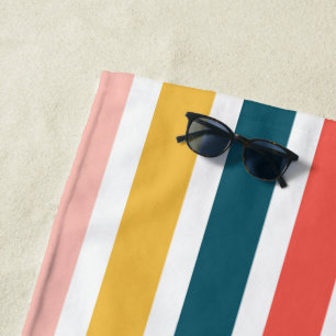 Modern Summer Multicolored Vertical Stripes    Beach Towel