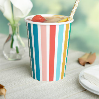 Modern Summer Multicolored Vertical Stripes Paper Cups