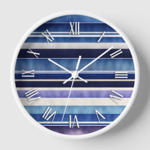 Modern Summer Navy Blue Boat Stripes Collection Clock