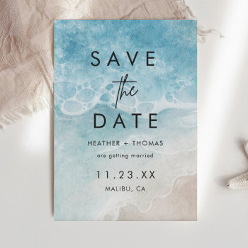 Modern Summer Ocean Beach  Wedding Save The Date by SweetRainDesign at Zazzle