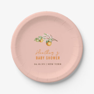 Modern Summer Orange Citrus Baby Shower  Paper Plates