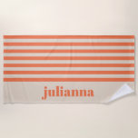 Modern Summer Orange Striped Personalized  Beach Towel<br><div class="desc">Modern Summer Orange Striped Personalized Beach Towel</div>