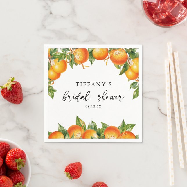 Modern Summer Oranges  Citrus Bridal Shower Napkins (Insitu)