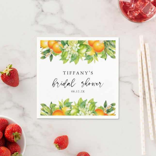 Modern Summer Oranges  Citrus Bridal Shower Napkins (Insitu)