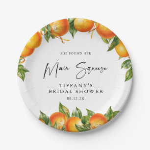 Modern Summer Oranges Citrus Bridal Shower  Paper Plates