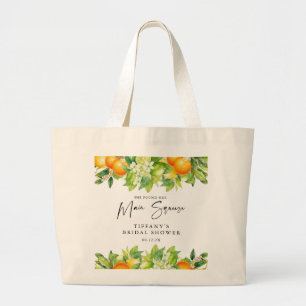 Modern Summer Oranges Lemon Citrus Bridal Shower Large Tote Bag