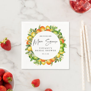 Modern Summer Oranges Lemon Citrus Bridal Shower Napkins