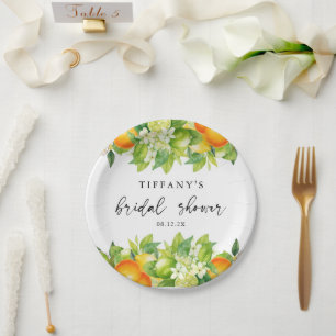 Modern Summer Oranges Lemon Citrus Bridal Shower Paper Plates