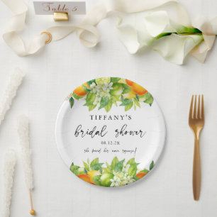 Modern Summer Oranges Lemon Citrus Bridal Shower Paper Plates