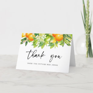 Modern Summer Oranges Lemon Citrus Bridal Shower Thank You Card