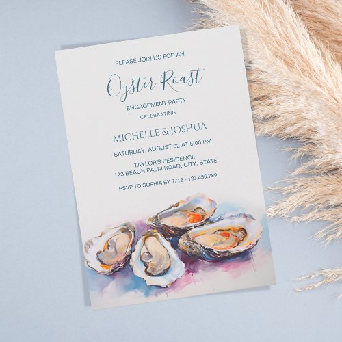 modern summer oyster roast pastel coastal style invitation