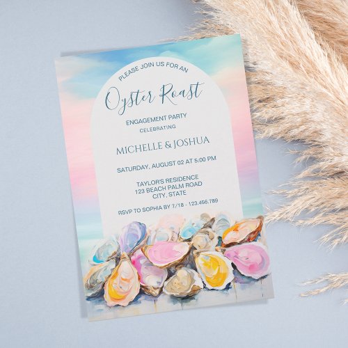 modern summer oyster roast pastel coastal style invitation