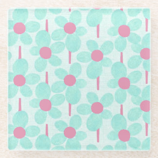 Modern Summer Pastel Floral Outdoor Glass Coaster