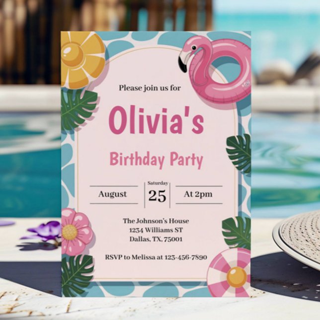 Modern Summer Pool Party Birthday Party Invitation (Creator Uploaded)