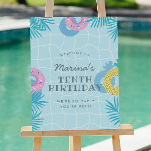 Modern Summer Pool Party Birthday  Poster