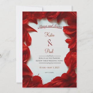 Modern Summer Red Roses Elegant Wedding Invitation