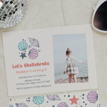 Modern Summer Shell Birthday Photo  Invitation