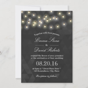 Modern Summer String Lights Wedding Invitation