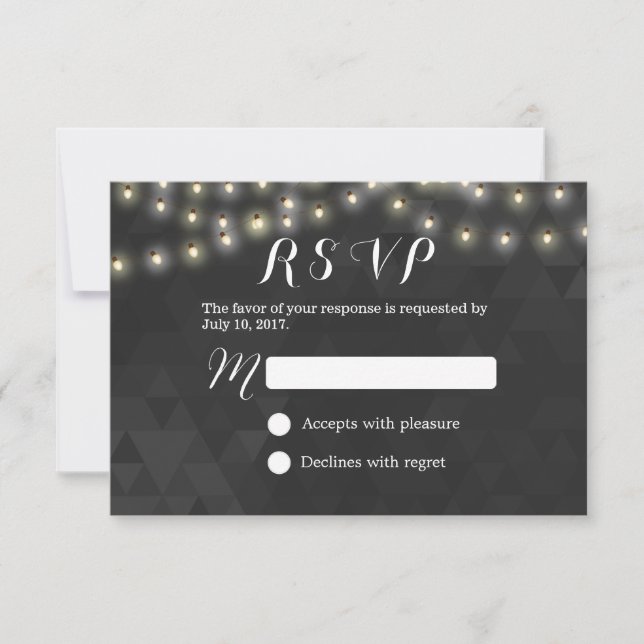 Modern Summer String Lights Wedding RSVP (Front)