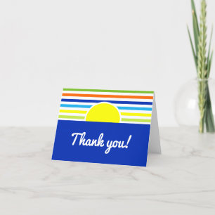 Modern Summer Stripes Sun Baby Shower Letterpress Thank You Card