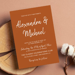 Modern summer sunset orange wedding invitation