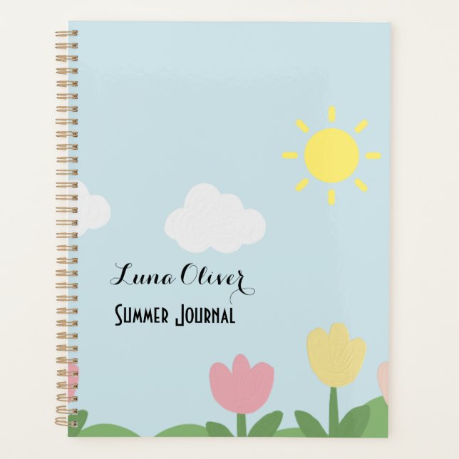 Modern Summer themed Name Hard Cover Planner (Front)