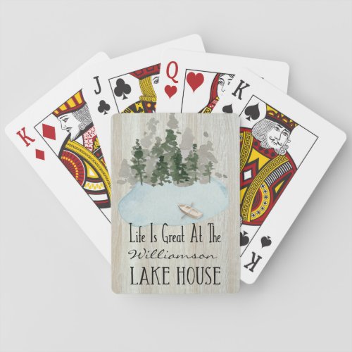Modern Summer Vacation Lake House Family Playing Cards