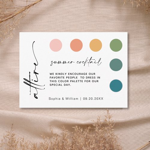 Modern Summer Wedding Attire Dress Code Cards