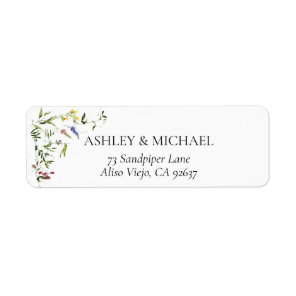 Modern Summer Wildflower Wedding Return Address La Label