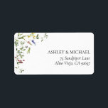 Modern Summer Wildflower Wedding Return Address Label<br><div class="desc">Based on our bestselling Bridal Shower invitation, this trendy summer wildflower wedding return address label design features elegant hand lettered script typography and modern positioning, and a delicate summer wildflower botanical florals. Such a pretty, summery design! Part of a co-ordinated suite. View suite here: https://www.zazzle.com/collections/modern_summer_wildflower_wedding-119547368663666147 Contact designer for matching products....</div>