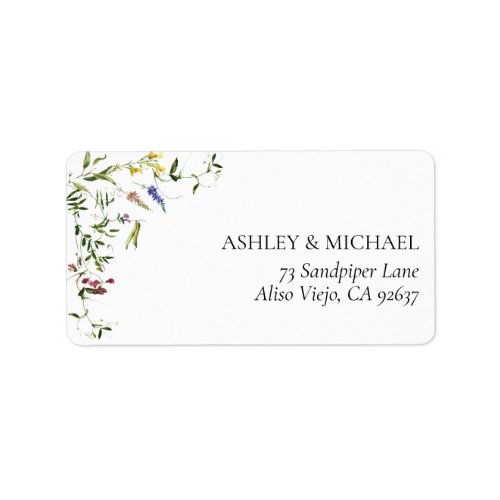 Modern Summer Wildflower Wedding Return Address Label