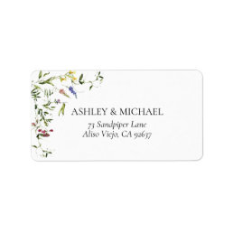 Modern Summer Wildflower Wedding Return Address Label