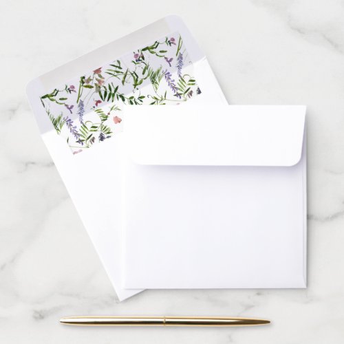 Modern Summer Wildflower Wedding Square Envelope Liner