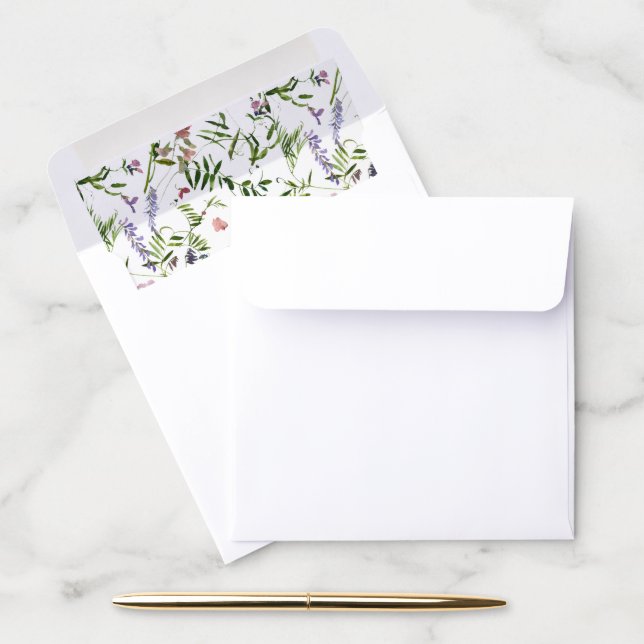 Modern Summer Wildflower Wedding Square Envelope Liner (Desk)