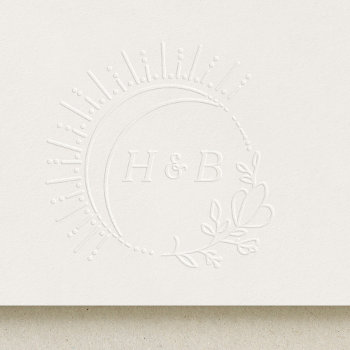 Modern Sun And Flowers Monogram Embosser by origamiprints at Zazzle