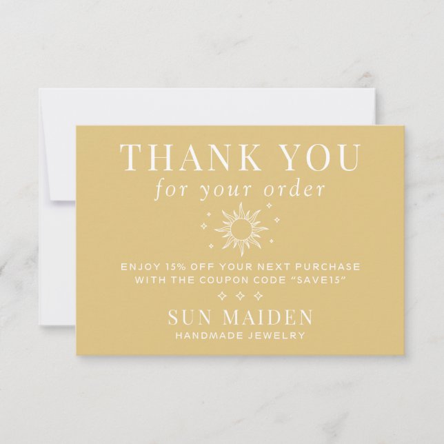 Modern Sun Business Thank You Card (Front)